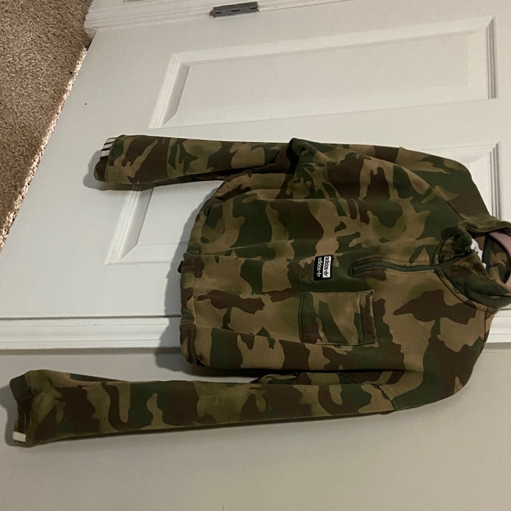 Adidas Green Camo Cropped Pullover